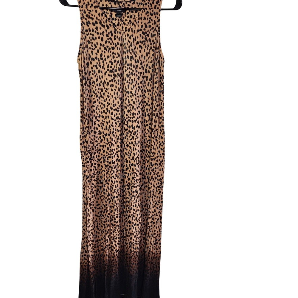 imply Vera Vera Wang Leopard‎ Print Ombre Maxi Dress Sleeveless Brown Black S